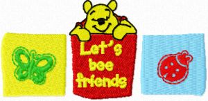 Winnie Pooh Let's bee friends embroidery design