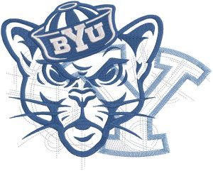 Brigham Young Cougars modern logo embroidery design