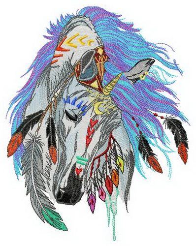 Native American horse machine embroidery design