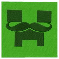 Creeper with mustache embroidery design