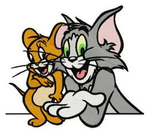Best friends Tom and Jerry embroidery design