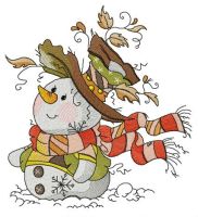 Trendy snowman embroidery design