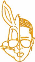 Bad Bunny one colored embroidery design