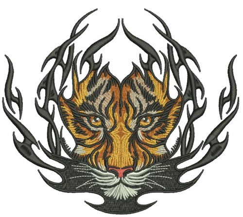 Tiger badge machine embroidery design