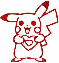 Pokemon with heart one colored embroidery design