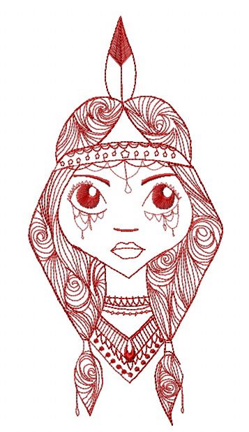 Native American girl embroidery design
