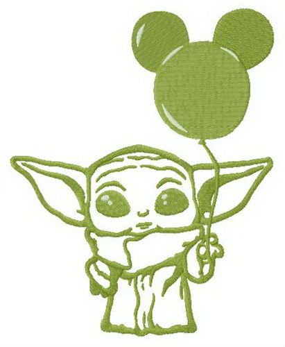 Yoda with balloon machine embroidery design 