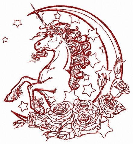 Moonlight unicorn 2 machine embroidery design