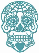 Swirl skull embroidery design