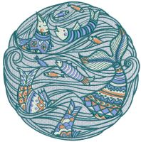 Fish time embroidery design