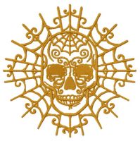 Skull with decorative web embroidery design