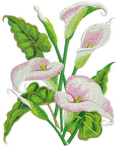 Bouquet of calla lilies machine embroidery design