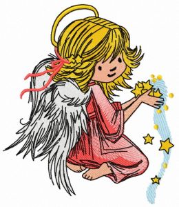 Angel with star dust 2 embroidery design