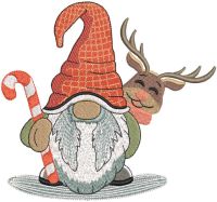 Dwarf with deer and staff embroidery design
