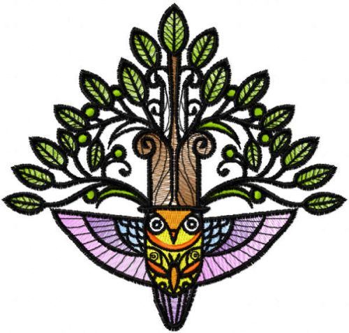 Forest owl embroidery design