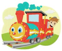Kid's train embroidery design