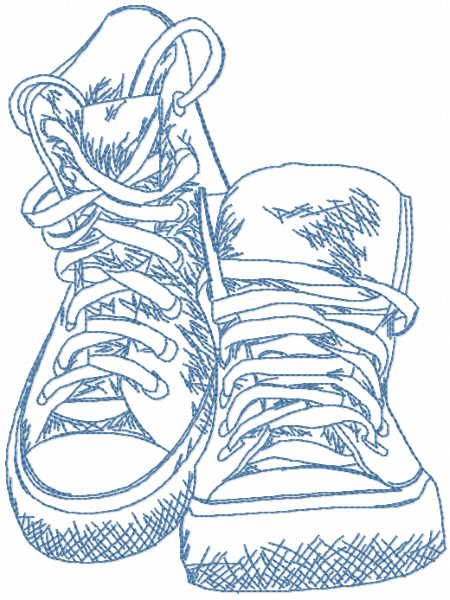 Cross shoes sketch embroidery design