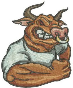 Angry bull embroidery design