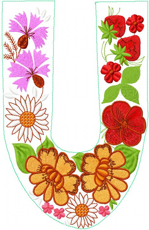Flowers decoration free embroidery design