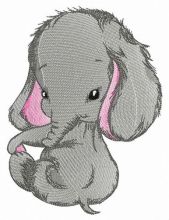 Shy elephant embroidery design