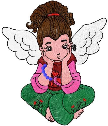 Young cute angel free embroidery design