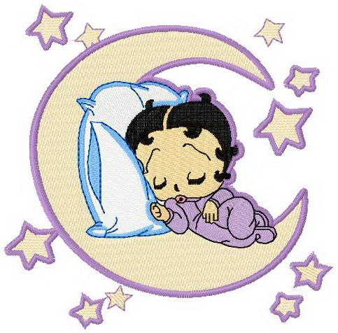 Betty sleeping on the Moon machine embroidery design