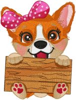 Corgi with board embroidery design