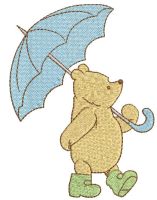 Winnie Pooh mit Regenschirm, kostenloses Stickdesign