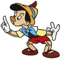 Pinocchio be quite embroidery design