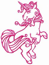 Unicorn prancing embroidery design