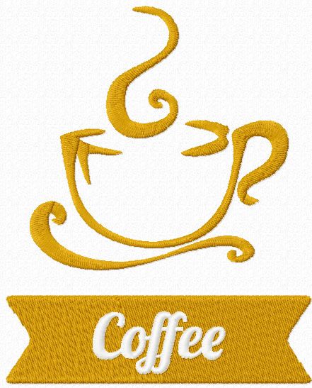 Coffee label free machine embroidery design