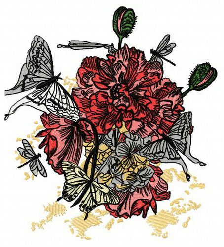 Spring bouquet machine embroidery design