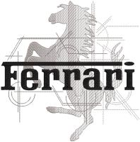 Ferrari modern logo embroidery design