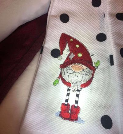 Towel with Christmas gnome design
