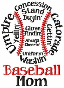 Baseball mom embroidery design