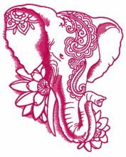 Indian elephant with lotus 3 embroidery design