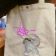 Shopping bag with Сurious cat embroidery design
