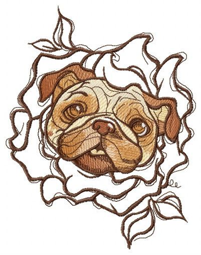 Dog's floral collar machine embroidery design