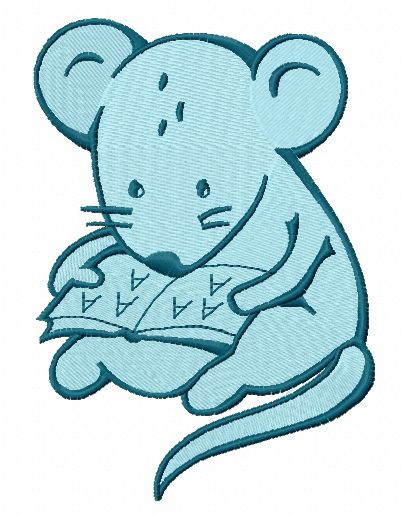 Tiny mouse reading 2 machine embroidery design