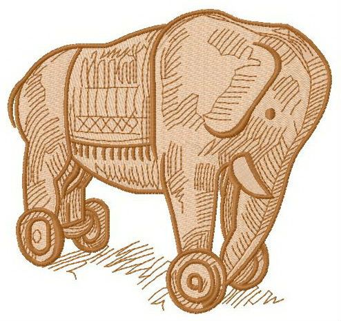 Wooden elephant machine embroidery design
