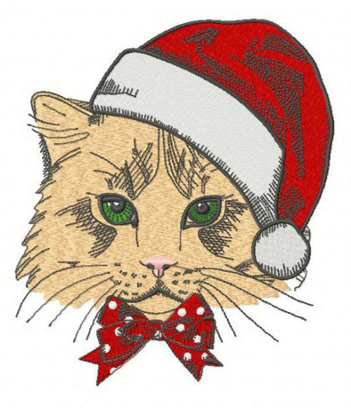 Christmas cat 2 machine embroidery design      