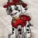 Puppy fireman embroidered on white towel
