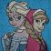 Embroidered bath towel with Anna and Elsa