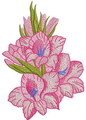 Bouquet of pink gladioluses machine embroidery design
