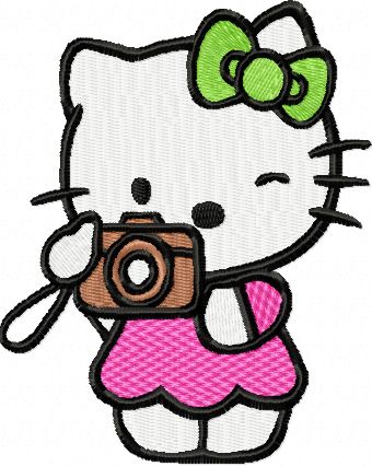 Hello Kitty Photographer machine embroidery design