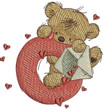 Teddy Bear with letter O embroidery design