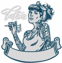 Tattoo girl embroidery design