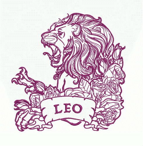 Leo and roses 2 machine embroidery design