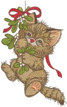 Kitten celebrates christmas embroidery design
