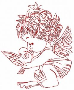 Angel with pigeon 2 embroidery design